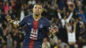 Mbappé celebrando un gol del PSG contra el Mónaco / EFE