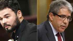 Gabriel Rufián (i), portavoz de ERC en el Congreso, y Francesc Homs (d), líder de CDC en Madrid. / FOTOMONTAJE CG