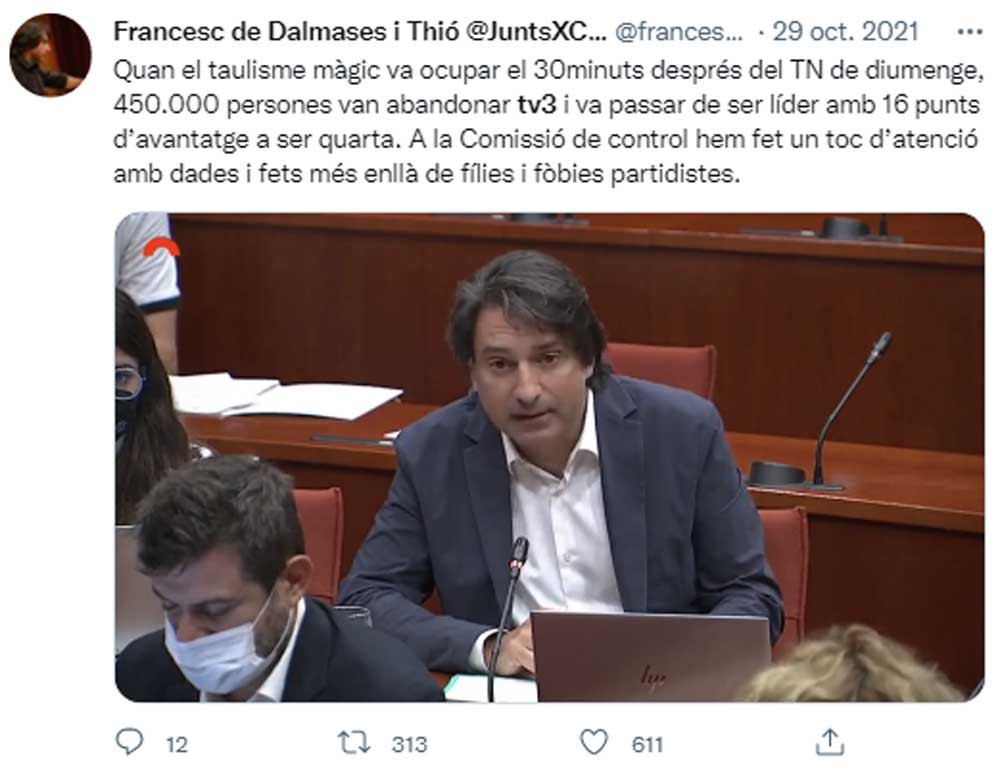 Dalmases, cargando contra la mesa de diálogo