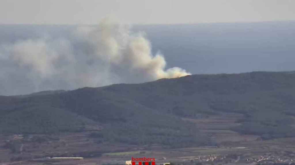 Imagen del incendio en Roda de Barà, en Tarragona, este domingo / BOMBERS