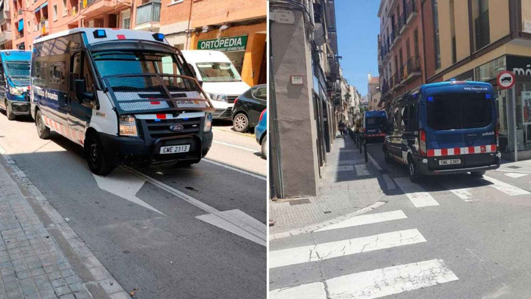 El Área Regional de Recursos Operativos (Arro) de los Mossos patrullando por el centro de Mataró hoy / CG