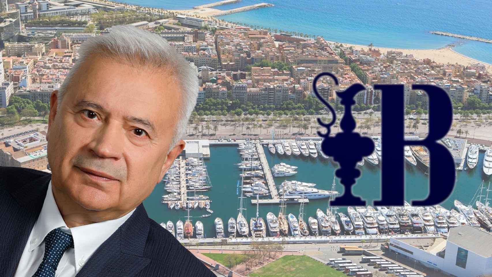 Vagit Alekpérov, Marina Port Vell y el logo de la Copa América de Barcelona en 2024 / CG