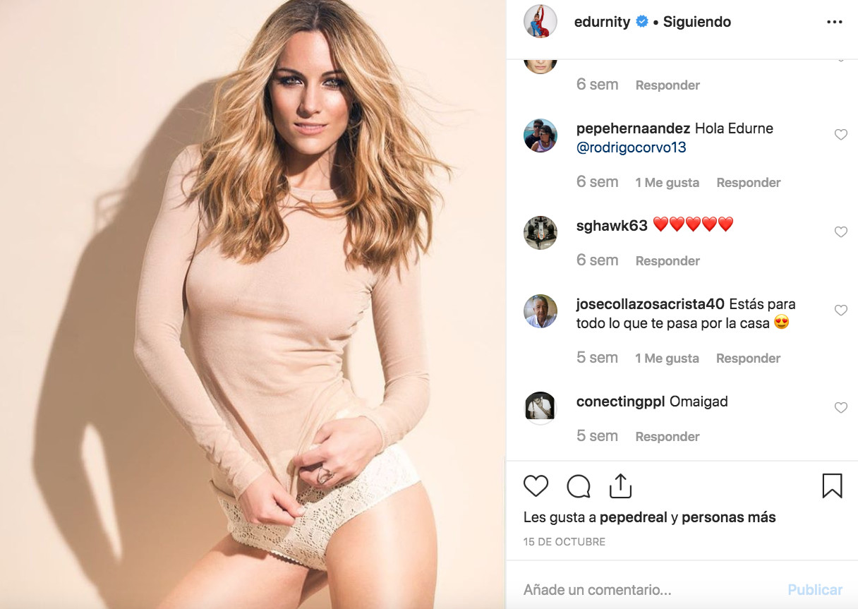 Edurne se fotografía en sujetador y pregunta: 