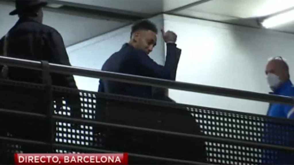 Aubameyang celebra su fichaje por el FC Barcelona / REDES