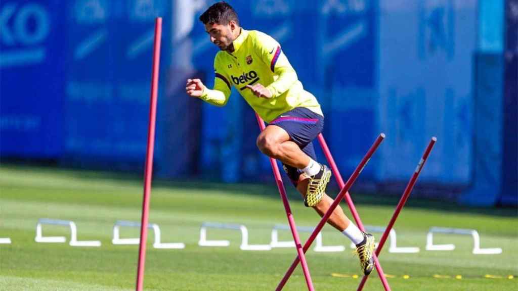 Luis Suárez en un entrenamiento del Barça / FCB