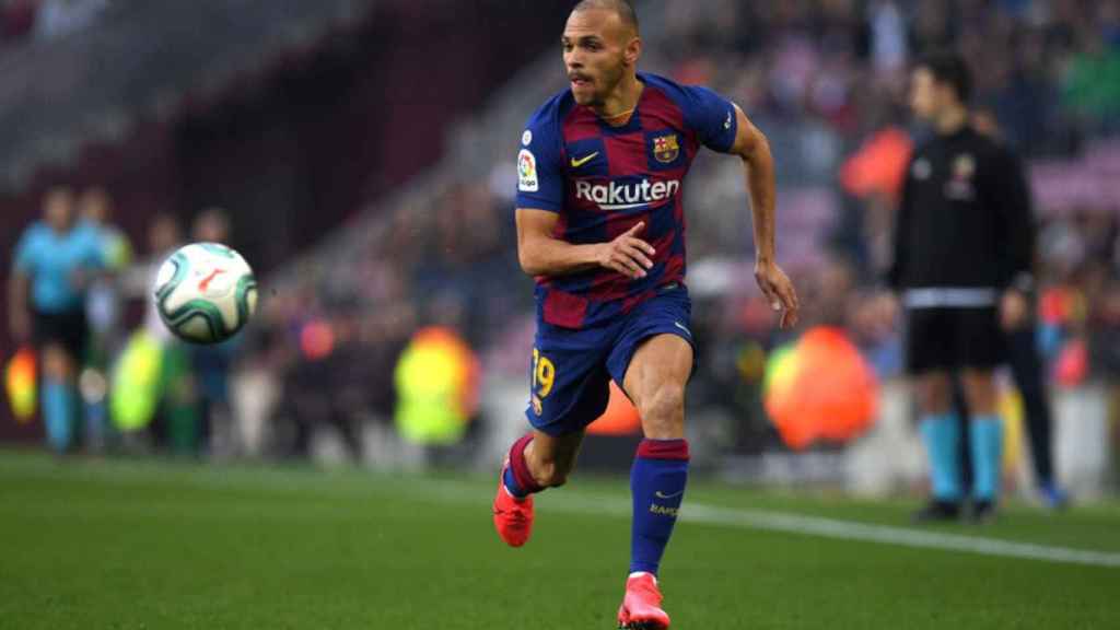 Martin Braithwaite en un partido con el Barça / EFE