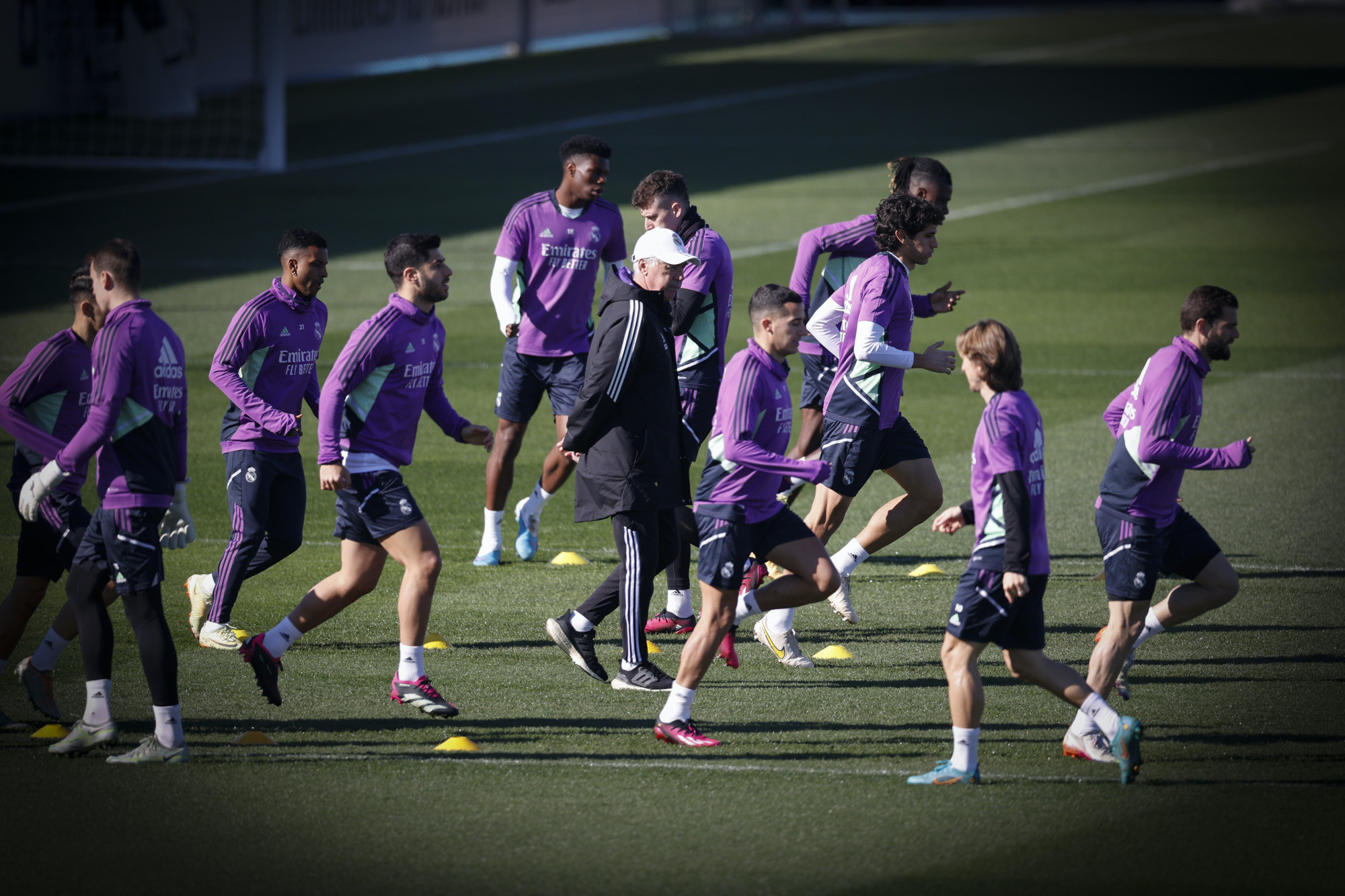 La plantilla del Real Madrid, entrenando a las órdenes de Carlo Ancelotti / EFE