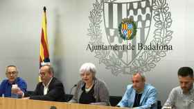 Dolors Sabater y su equipo de gobierno del Ayuntamiento de Badalona esta mañana