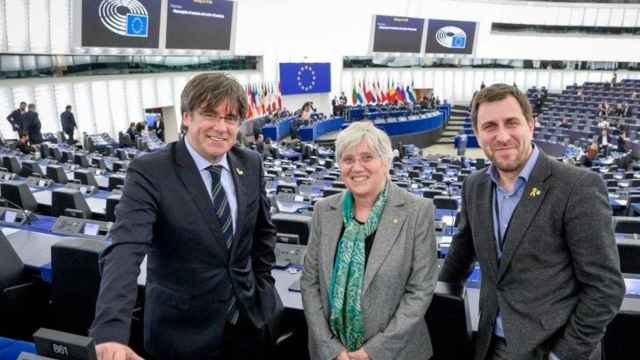 Los eurodiputados prófugos Carles Puigdemont, Clara Ponsati y Toni Comín / EP