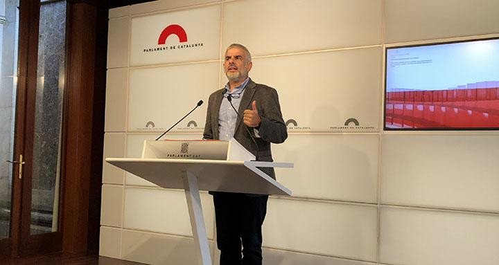 El portavoz de Ciudadanos, Carlos Carrizosa, en el Parlament / CG