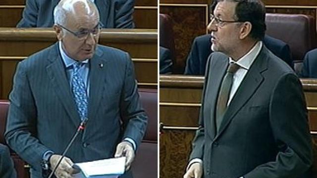 Duran i Lleida y Rajoy, durante sus intervenciones en el Congreso