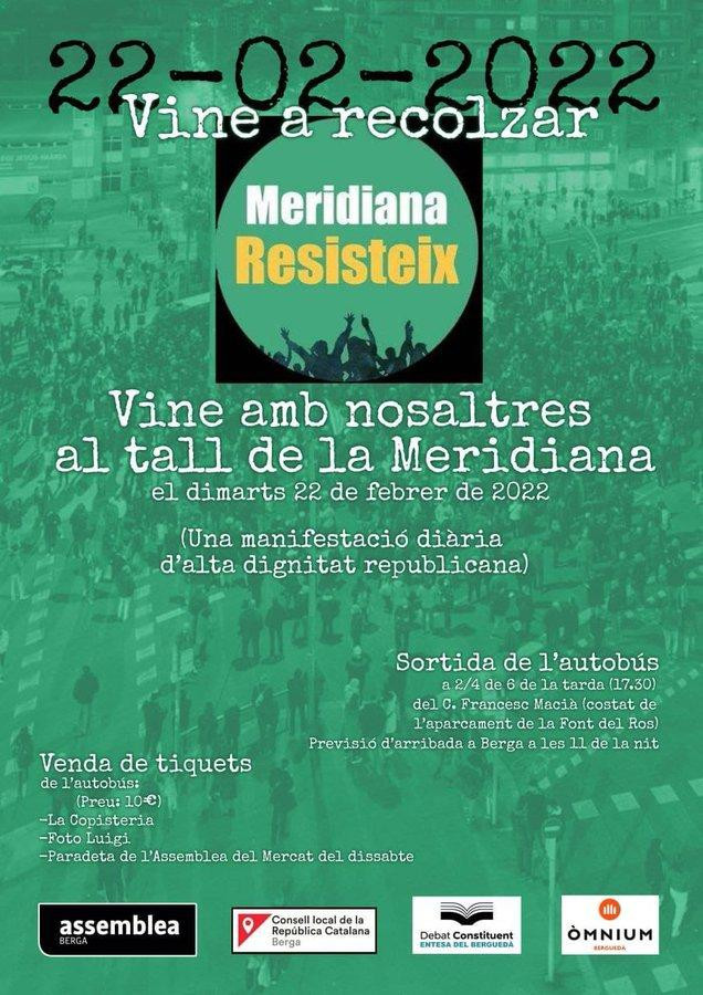 Convocatoria de ANC, Òmnium y el Consell per la República para que simpatizantes de Berga vayan a cortar la Meridiana / TWITTER