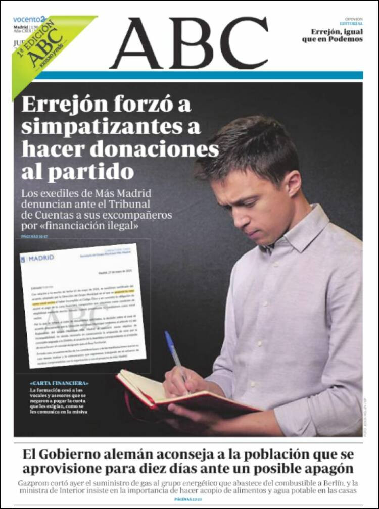 Portada de 'Abc' del 2 de junio de 2022 / KIOSKO.NET