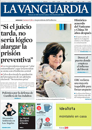 Portada de 'La Vanguardia' del 23 de septiembre de 2018