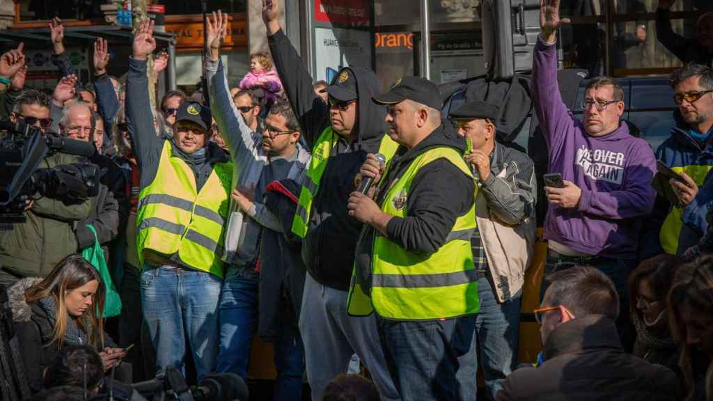 Tito Álvarez, de Élite Taxi Barcelona, durante las protestas de enero de 2019 / EUROPA PRESS