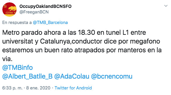 Usuario de redes explica la presencia de manteros en las vías del metro / TWITTER