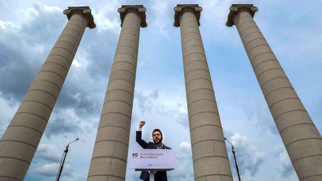 El dirigente de ERC Pere Aragonès, en un acto en Montjuïc / EFE