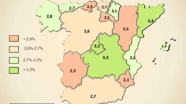 Un mapa con las previsiones económicas de cada comunidad autónoma de Ceprede para 2017 / CEPREDE