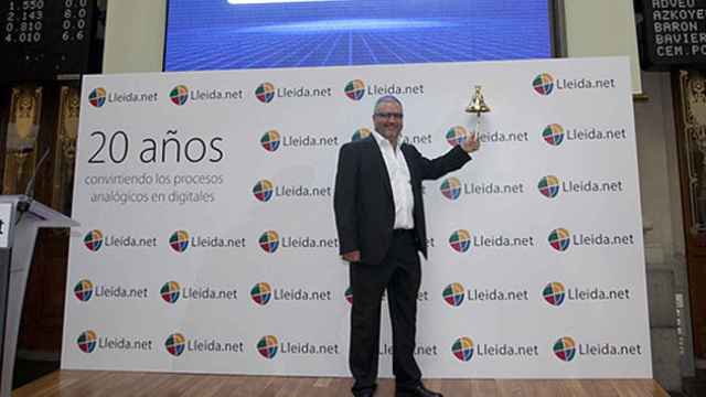 El consejero delegado y socio fundador de Lleida.net, Sisco Sapena, en la entrada de la compañía en el MAB / MAB