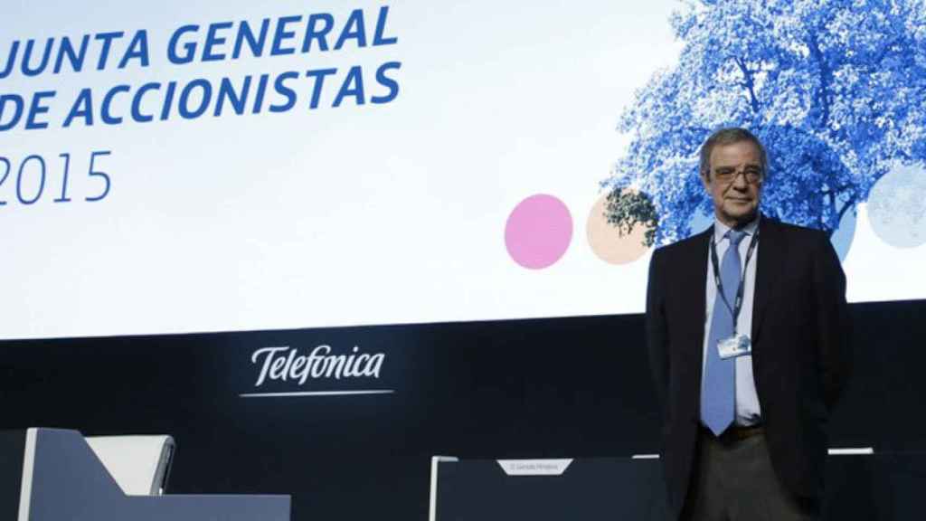 César Alierta, presidente de Telefónica, en la junta general de accionistas de 2015