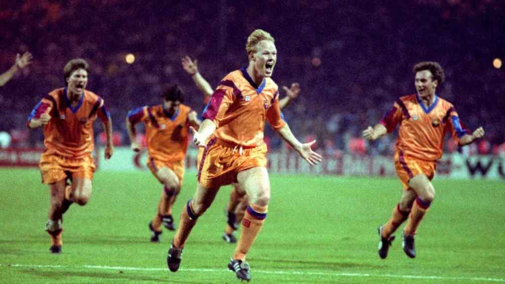 Koeman celebra el gol de Wembley ante la Sampdoria / FCB