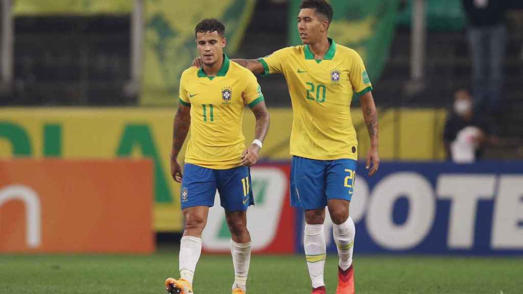 Coutinho y Firmino celebrando un gol de Brasil / EFE