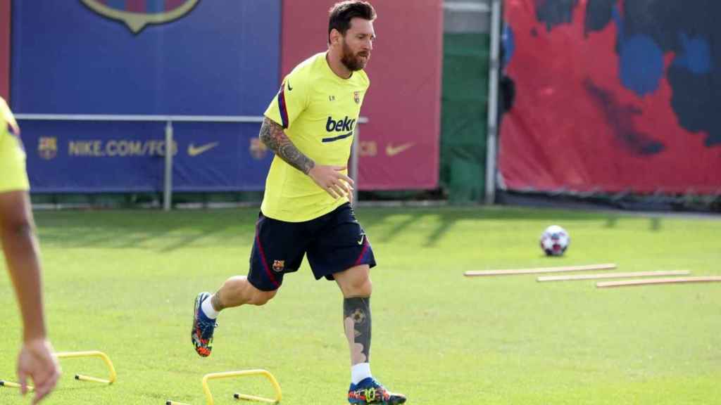 Leo Messi, en un entrenamiento con el Barça | FCB