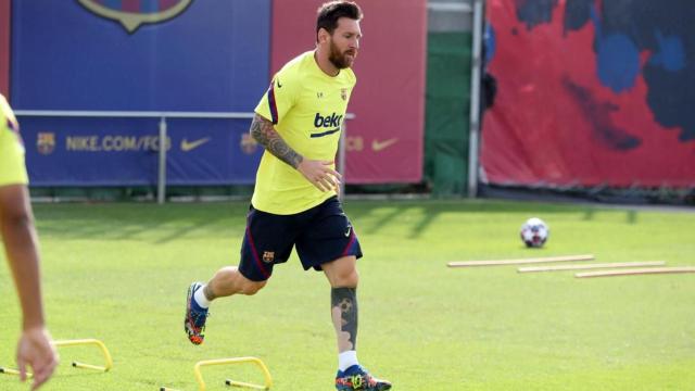 Leo Messi, en un entrenamiento con el Barça | FCB