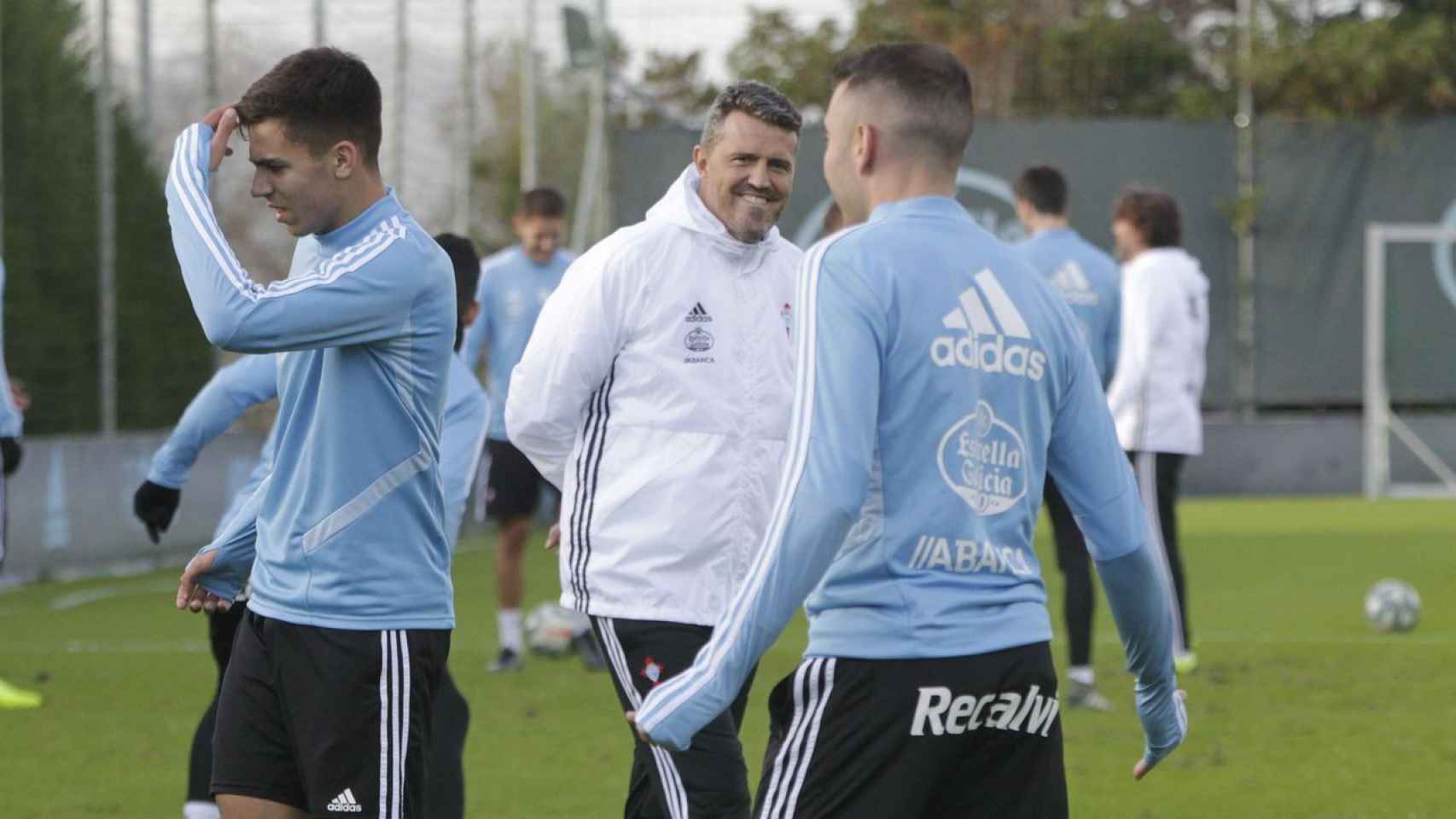 Òscar Garcia, entrenador del Celta, en un entrenamiento de los gallegos / EFE