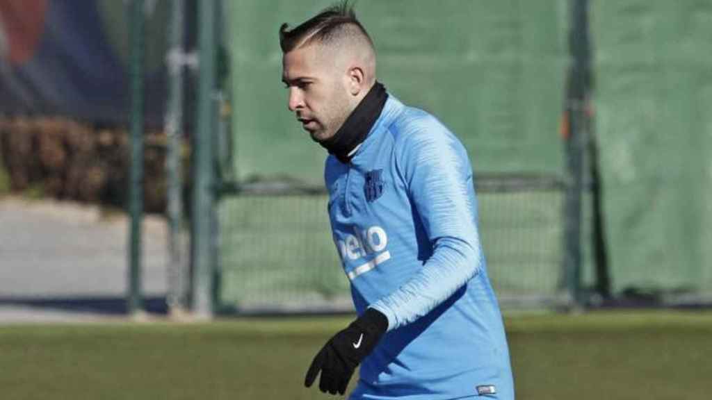 Una foto de Jordi Alba durante un entrenamiento del Barça / FCB