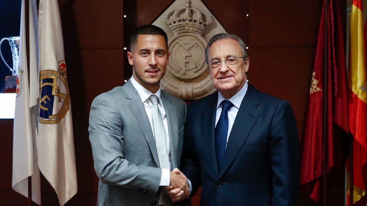 Eden Hazard y Florentino Pérez en una imagen de archivo / EFE