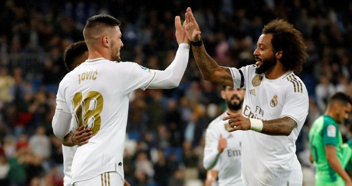 Luka Jovic celebra el gol contra el Leganés / EFE