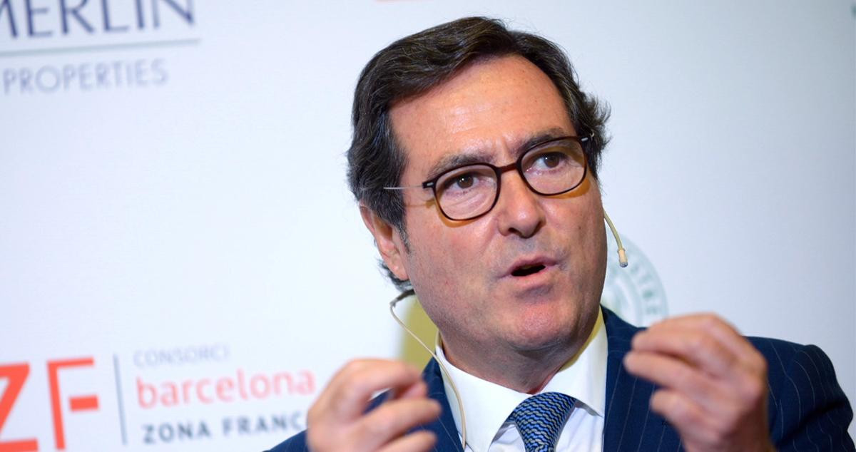 El presidente de la CEOE, Antonio Garamendi, durante la jornada en el Círculo Ecuestre