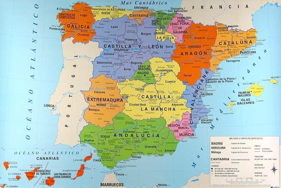 Mapa de España con sus comunidades autónomas