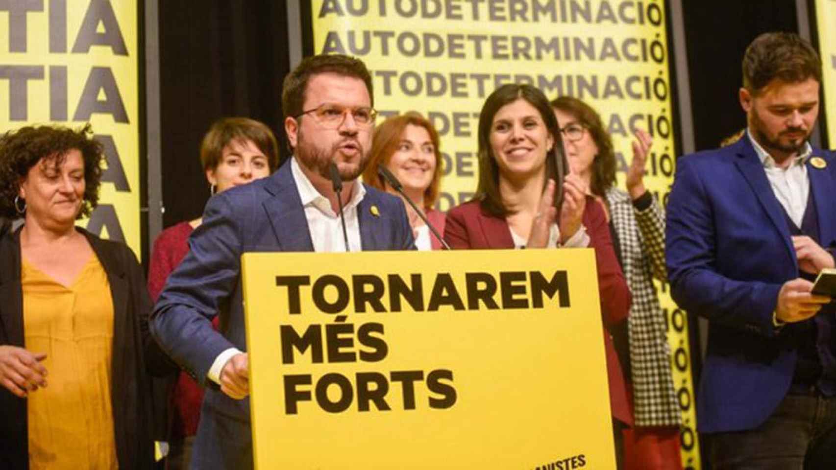 Pere Aragonès, junto a Marta Vilalta y Gabriel Rufián, valoran los resultados del 10N / ERC