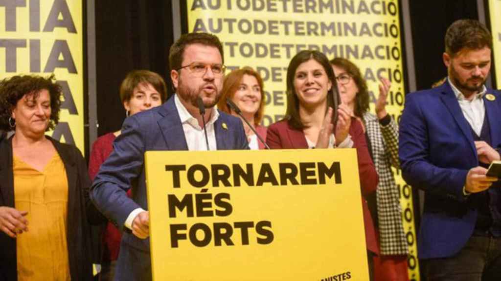 Pere Aragonès, junto a Marta Vilalta y Gabriel Rufián, valoran los resultados del 10N / ERC