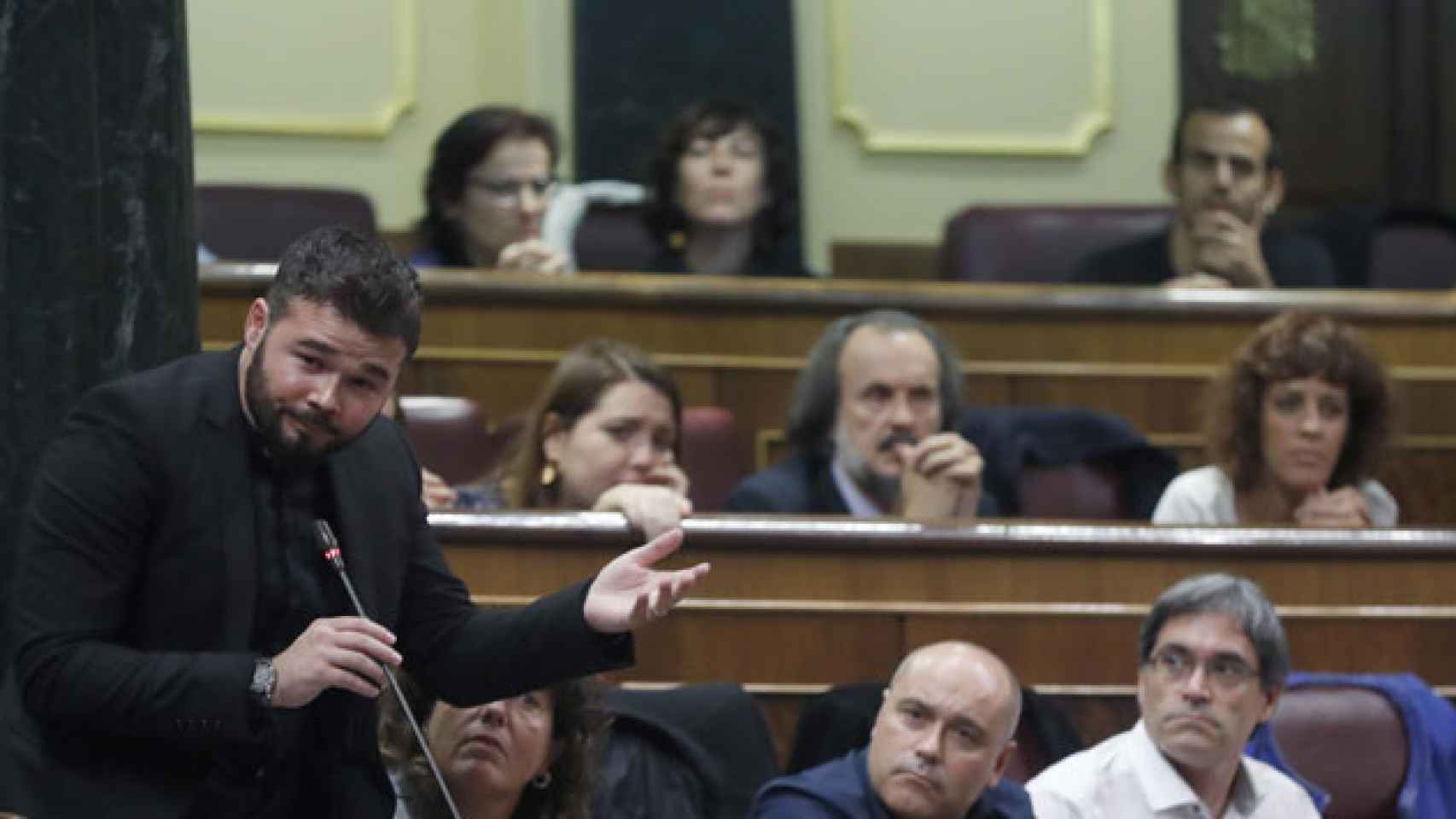 Gabriel Rufián, durante su intervención en el Congreso de Diputados el sábado / ERC