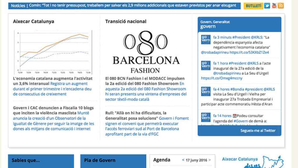 Web de la Generalitat que sitúa la celebración del 080 Barcelona Fashion en la transición nacional.