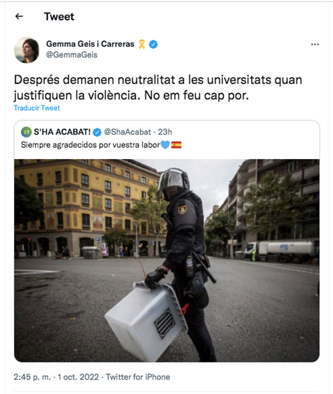 El mensaje público de Geis contra S'Ha Acabat / CG