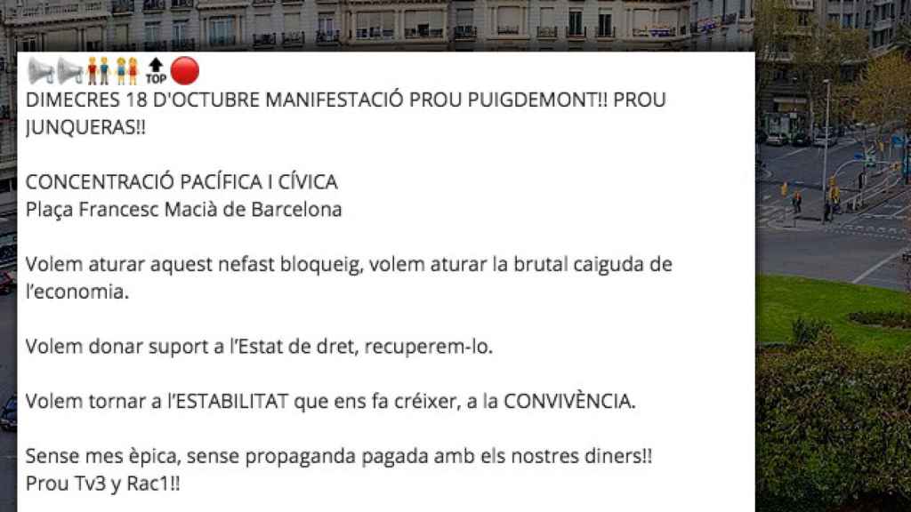 Convocatoria contra la brutal caída de la economía de Cataluña en la plaza Francesc Macià de Barcelona / CG