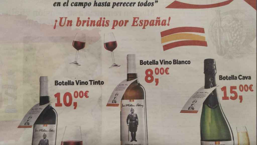 Folleto en el que aparecen los vinos 'Millán Astray' / TWITTER