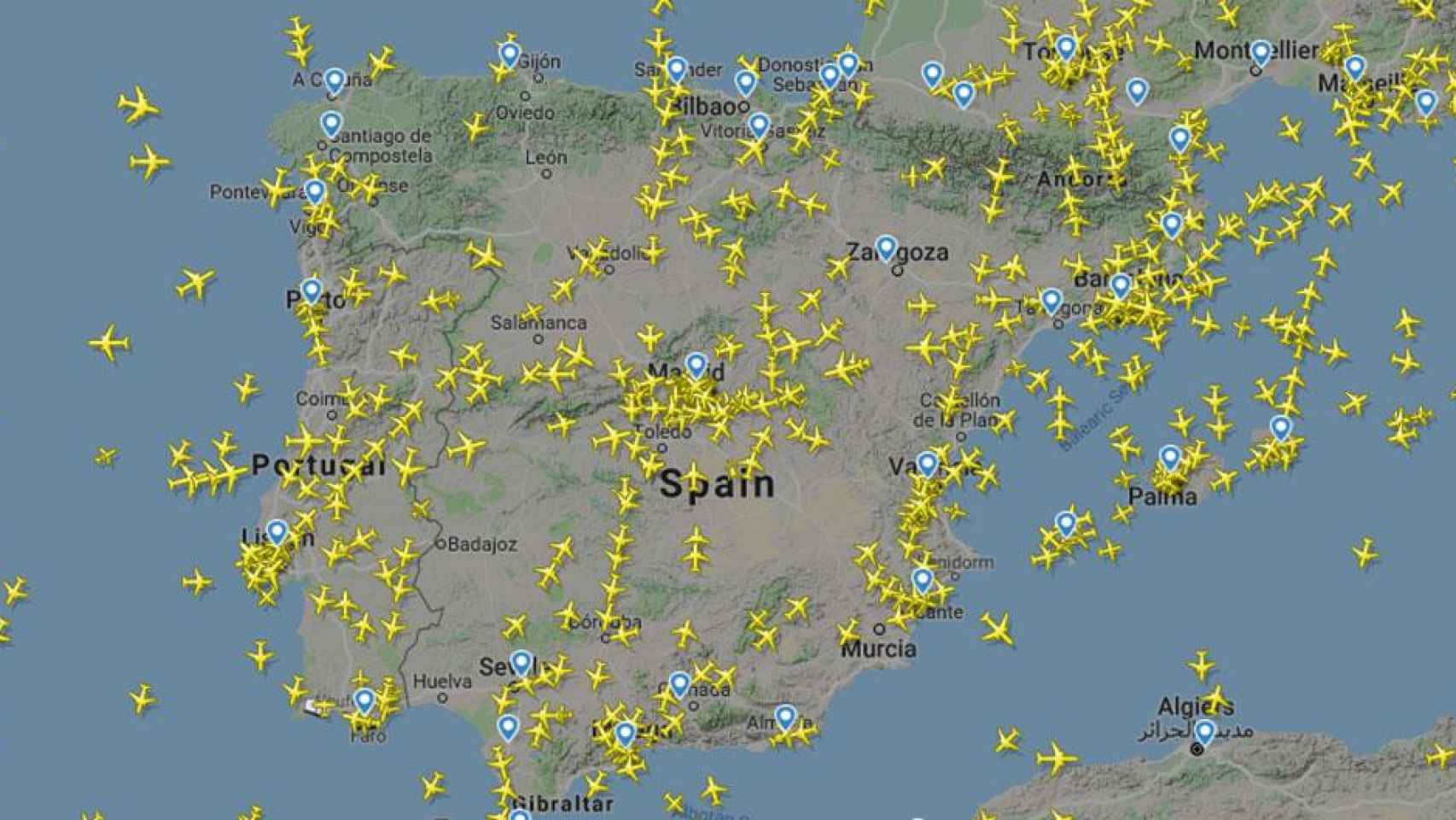 Vuelos en España a las 10.15 horas del lunes 29 de julio / FLIGHTRADAR24