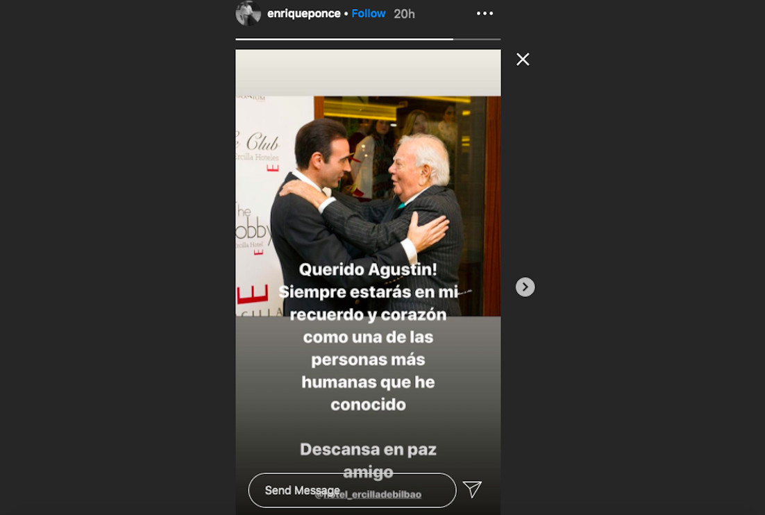 Enrique Ponce lamenta la muerte de un gran amigo suyo a través de las redes / INSTAGRAM