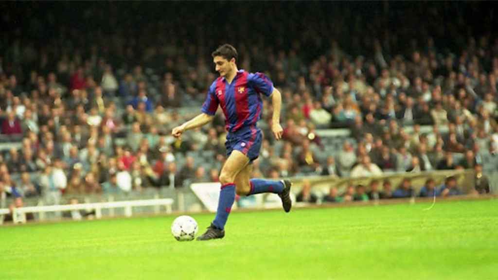 Una foto de Ernesto Valverde cuando era jugador del Barça / Twitter