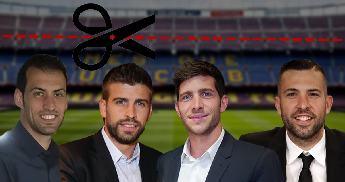 Busquets, Piqué, Sergi Roberto y Jordi Alba : FOTOMONTAJE