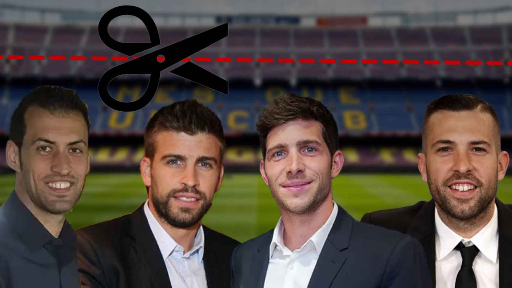 Busquets, Piqué, Sergi Roberto y Jordi Alba : FOTOMONTAJE