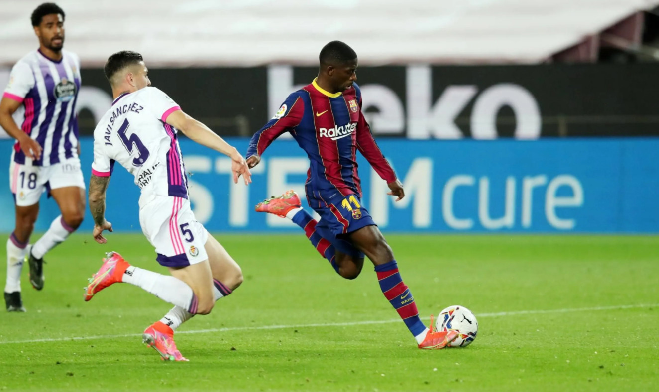 Dembelé en una acción contra el Valladolid / FC Barcelona