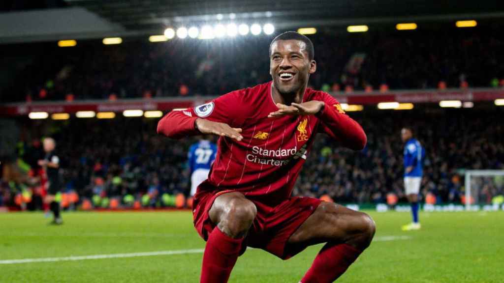 Wijnaldum celebra un gol del Liverpool / EFE