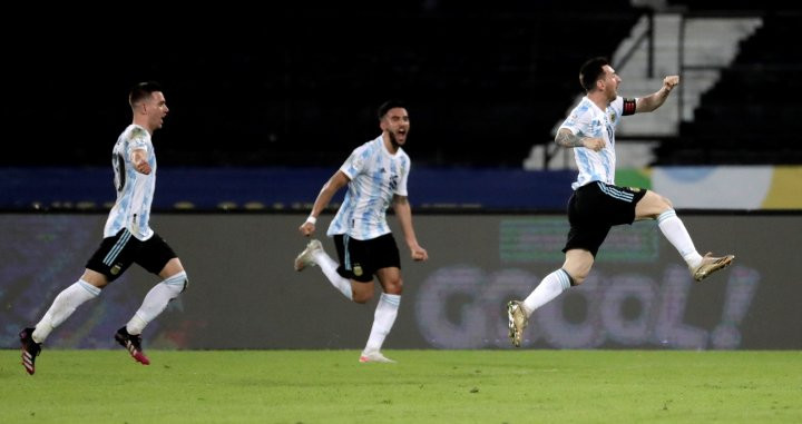 Messi celebrando su gol contra Chile / EFE