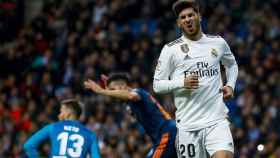 Marco Asensio lamenta una ocasión fallada con el Real Madrid / EFE